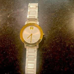 Movado Bold Evolution 36mm White Ceramic Yellow Gold Stainless